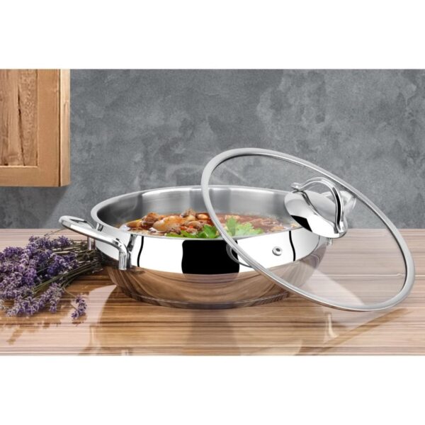 Lines Zeycan 26 Cm Basık Küre Çelik Tencere Cam Kapak