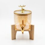 2,6 Litre Gold Detaylı Cam Şerbetlik Ahşap Standlı Set