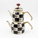 Kitchen Beyond Qualita-King Mini Emaye Dama Çaydanlık Takımı Fildişi