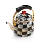 Kitchen Beyond Emaye Bitki Çayı Demliği 2.25 Litre Dama Desenli Fil Dişi