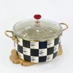 Kitchen Beyond Emaye Kızartma Tenceresi 22 cm Dama Desenli