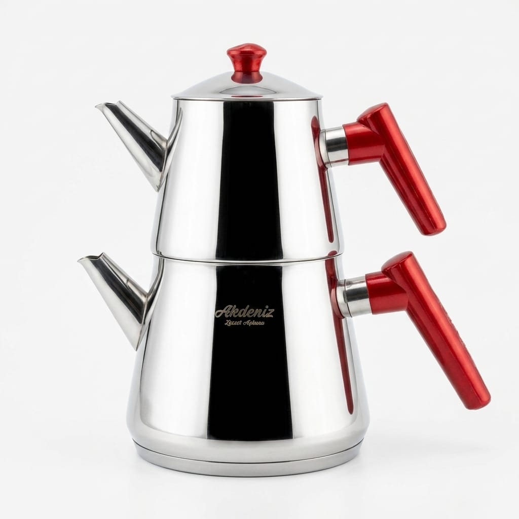8680434040197-image-1 Akdeniz Piramit Orta Boy Çaydanlık Takımı Paslanmaz Çelik 2.5 Litre