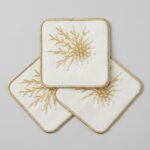 3'lü Nakışlı ve Taşlı Dekoratif Sunum Tabağı 15x15 cm