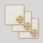 3lü Set Kare Nakışlı Taşlı Dekoratif Sunumluk 15x15 cm
