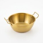 Gold Metal Çift Kulplu Sunumluk 17 cm Dekoratif Sunum Tabağı