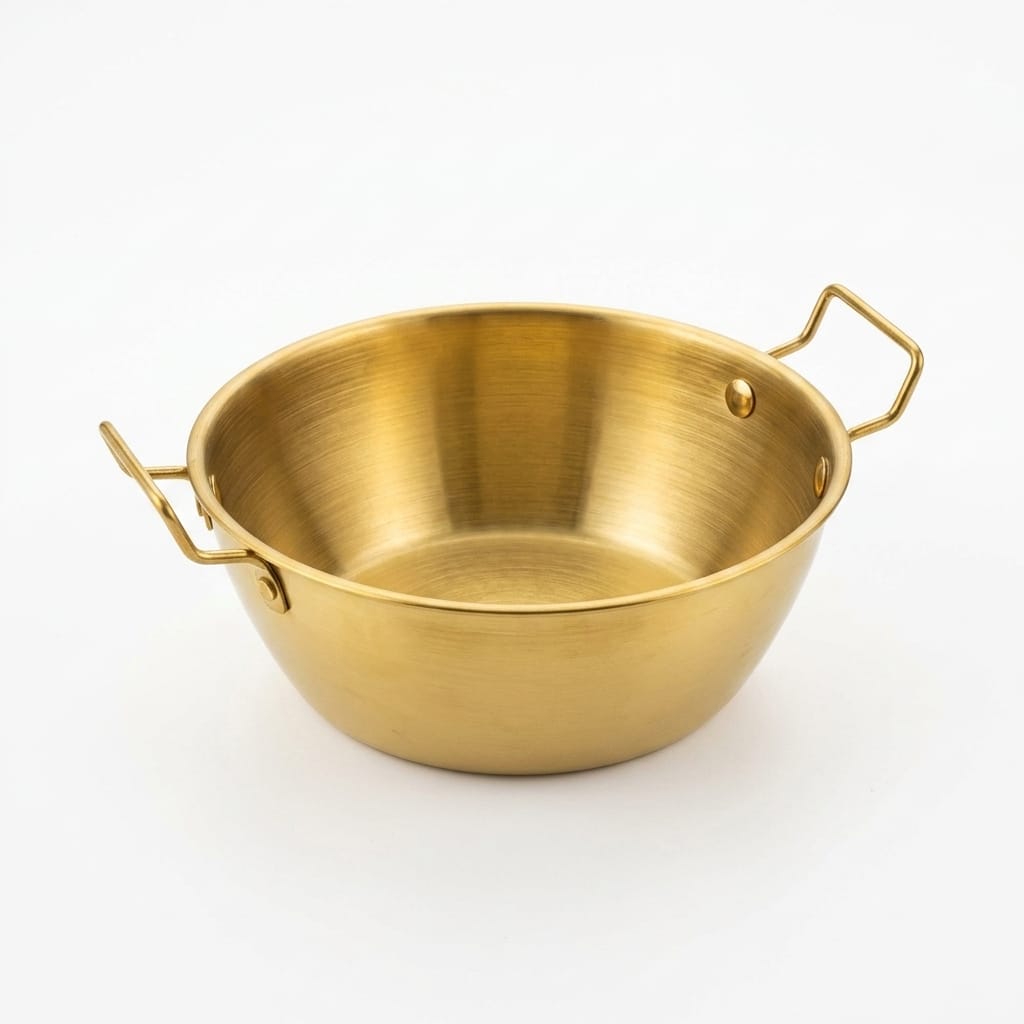 Gold Metal Çift Kulplu Sunumluk 17 cm Dekoratif Sunum Tabağı