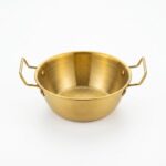 Gold Metal Çift Kulplu Sunumluk 14 cm Dekoratif Sunum Tabağı