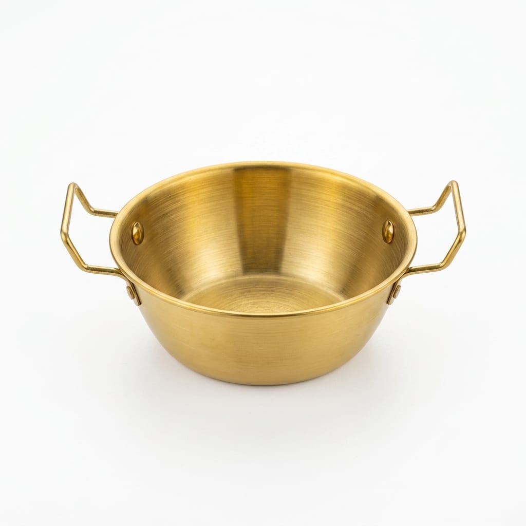 Gold Metal Çift Kulplu Sunumluk 14 cm Dekoratif Sunum Tabağı