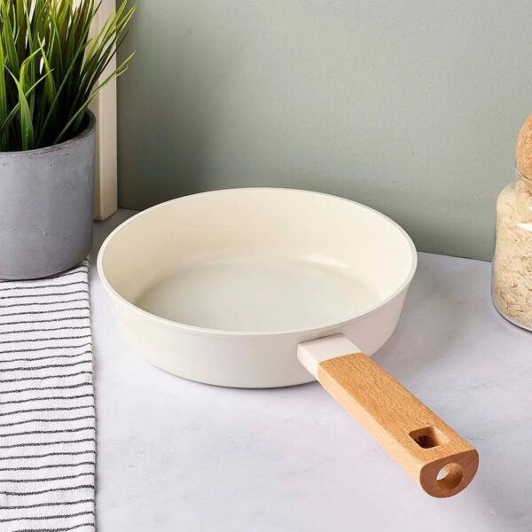 Perotti CookWood Beige İndüksiyon Tabanlı Ahşap Saplı Seramik Tava 20 cm