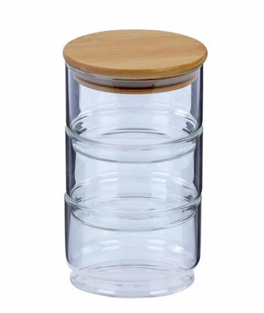 3 Katlı Cam Saklama Kabı Seti 4 Parça 200 ML