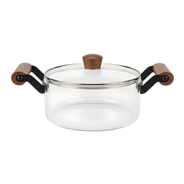 Mien 1J34 Isıya Dayanıklı Büyük Cam Tencere Ahşap Kulplu 3500 ml 22 cm