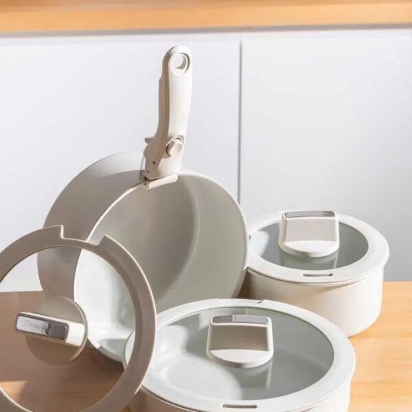 Acar Kitchen Beyond Ultimate Pro 7 Parça Döküm Tencere Seti Krem