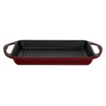 LAVA Dikdörtgen Döküm Demir Yekpare Çift Kulplu ızgara Tava 26x32 cm Bordo