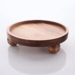 Akasya Ağacı Ayaklı Sunumluk 40 cm Doğal Ahşap Pasta Standı