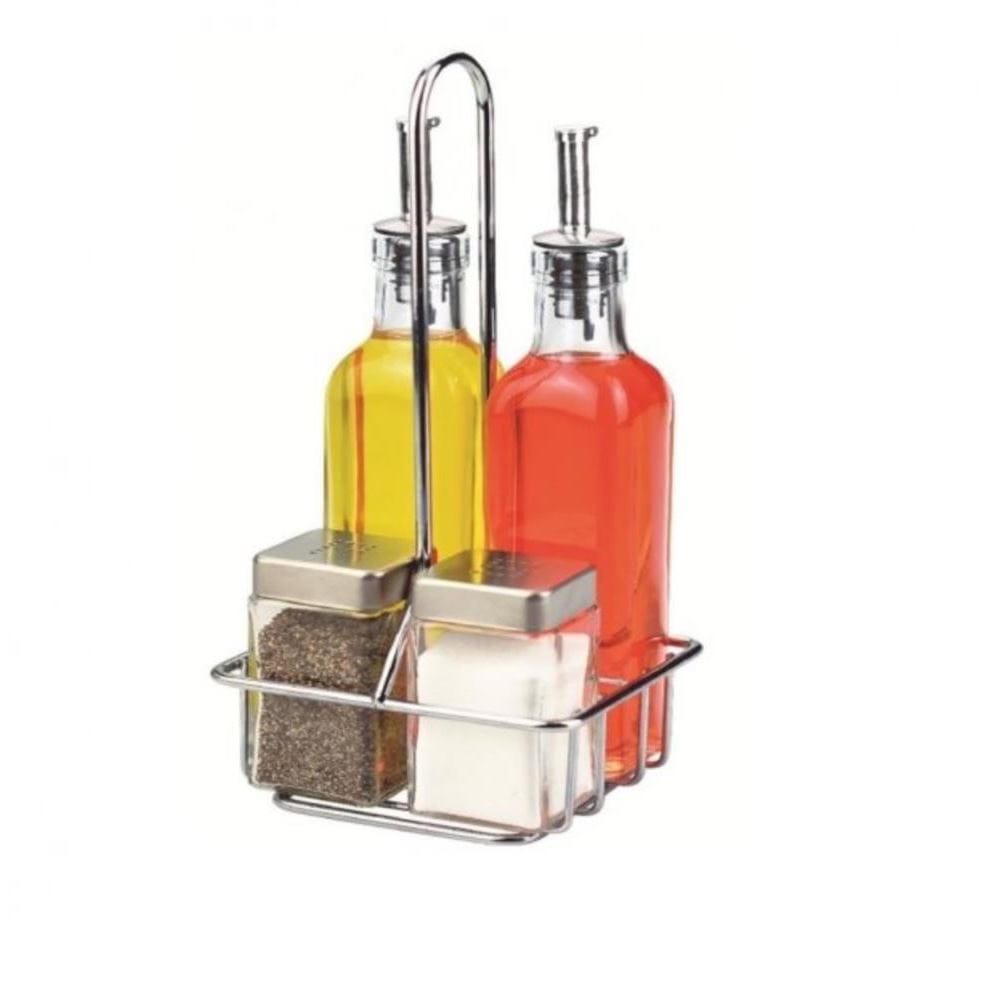 Cooker 5 Parça Standlı Cam Yağlık Sirkelik Baharatlık Seti CKR1228