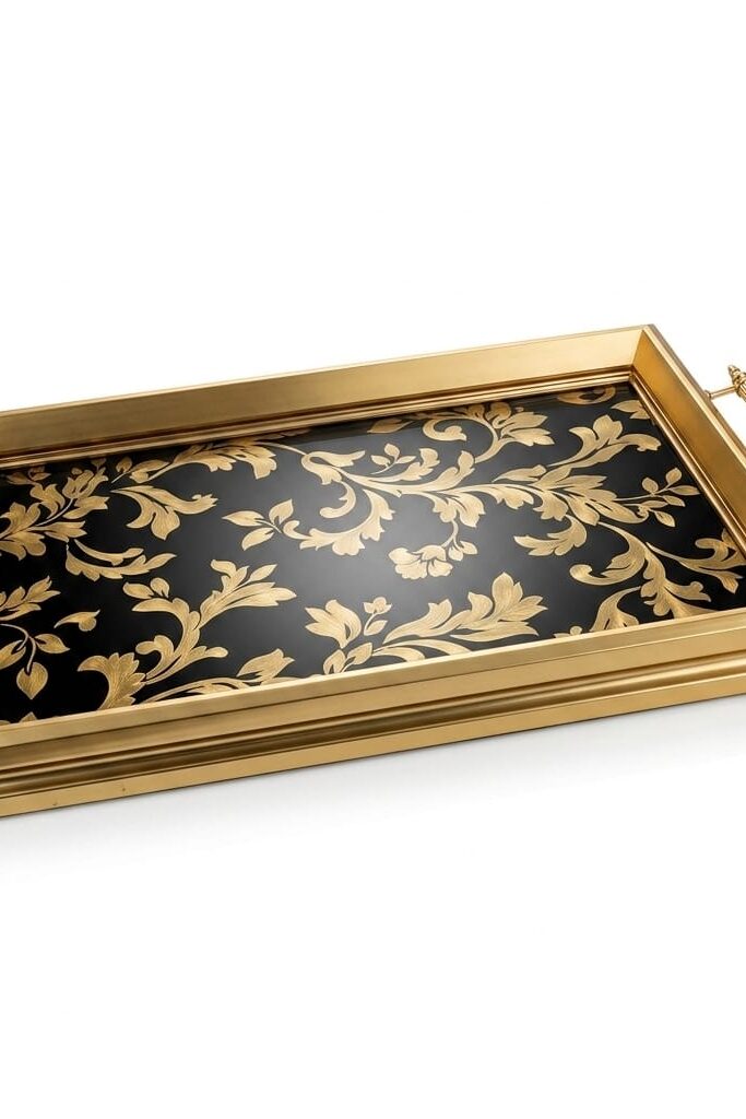 Kosova 814 Lüx Gold Dikdörtgen Sunum Tepsisi 50x31 cm