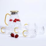 Kosova 5 Parça Cam Sürahi ve Kupa Takımı Gold Detaylı 1700 ml