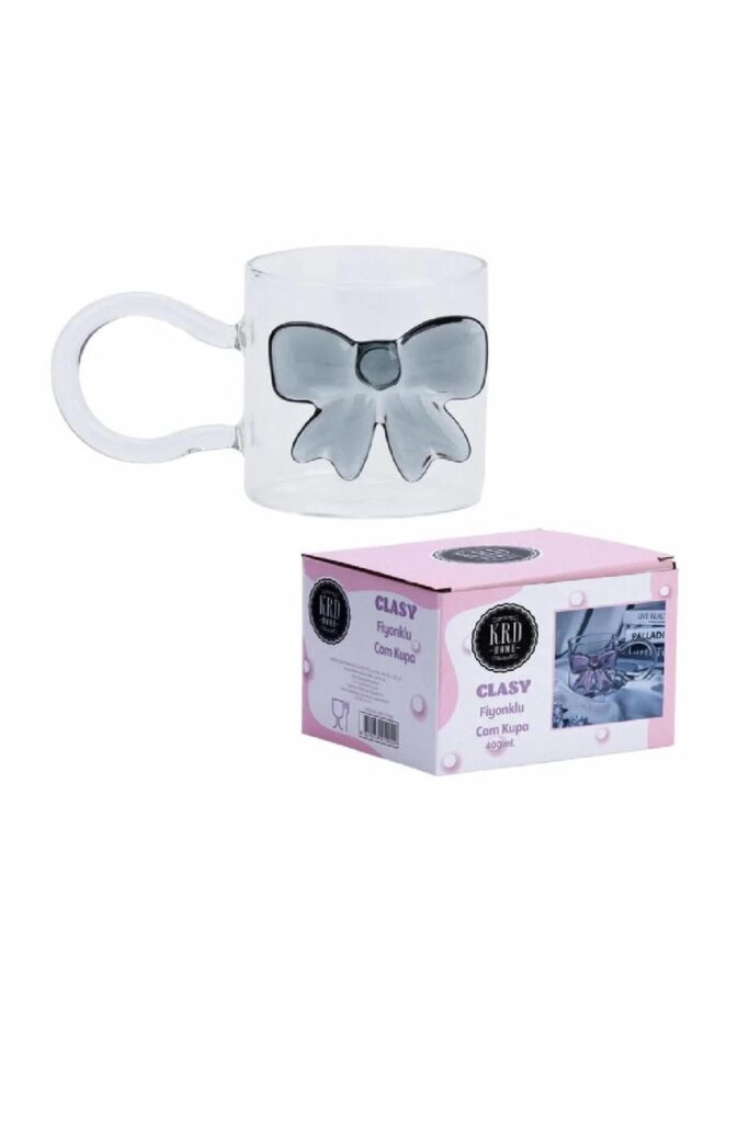 Clasy Fiyonklu Cam Kupa 400 ml Şık Tasarım Bardak