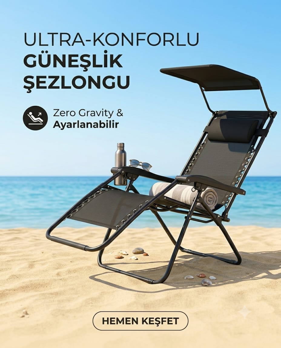 44429623-1-image-1 Katlanabilir Siyah Metal Şezlong Güneşlikli ve Baş Yastıklı