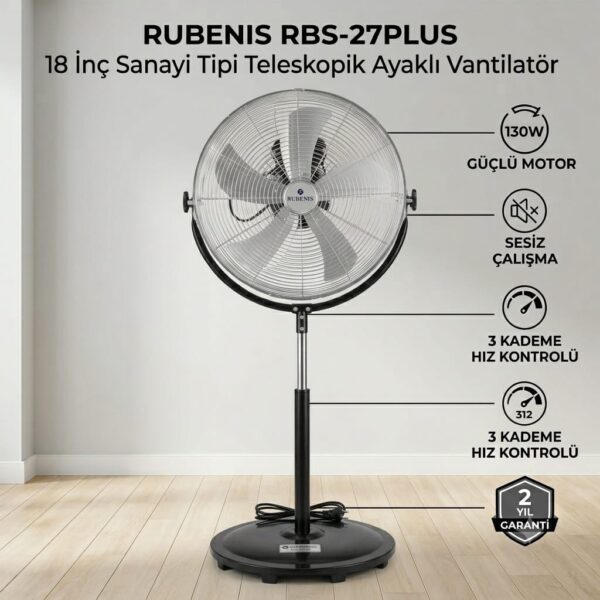 Rubenis 18" Sanayi Tipi Teleskopik Vantilatör RBS-27PLUS