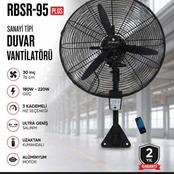 Rubenis RBSR-95 Plus 30 İnç Sanayi Tipi Duvar Vantilatörü