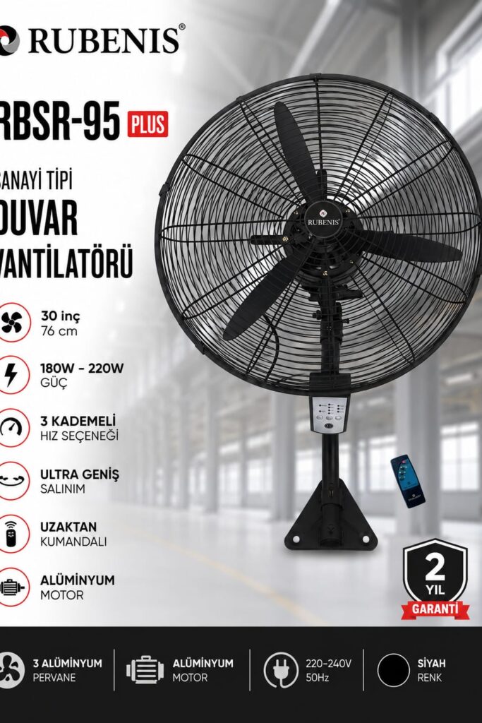 Rubenis RBSR-95 Plus 30 İnç Sanayi Tipi Duvar Vantilatörü