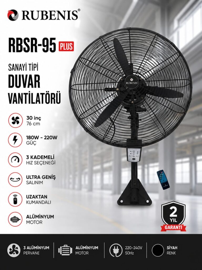 Rubenis RBSR-95 Plus 30 İnç Sanayi Tipi Duvar Vantilatörü