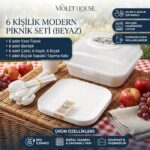 Violet House 6 Kişilik Plastik Piknik Seti Beyaz