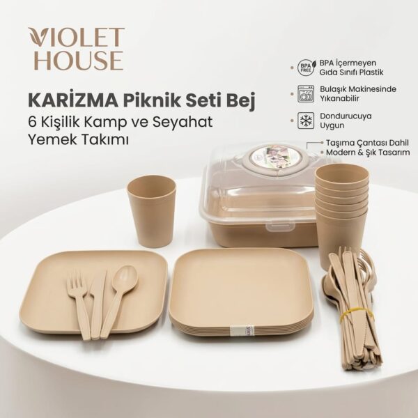Violet House 6 Kişilik Karizma Piknik Seti Bej