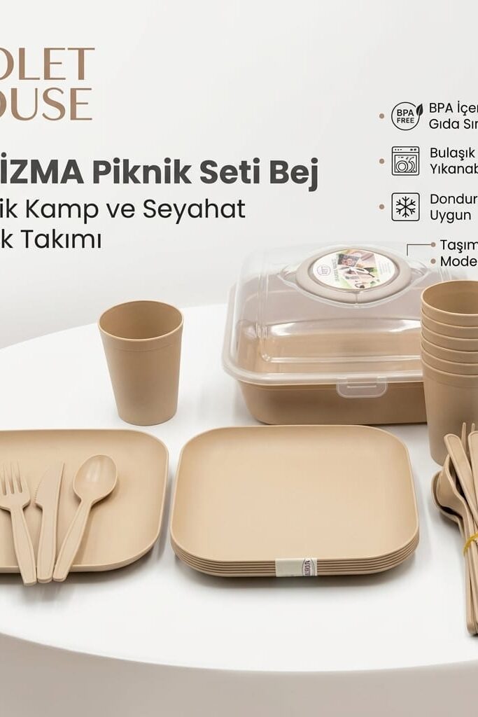 Violet House 6 Kişilik Karizma Piknik Seti Bej