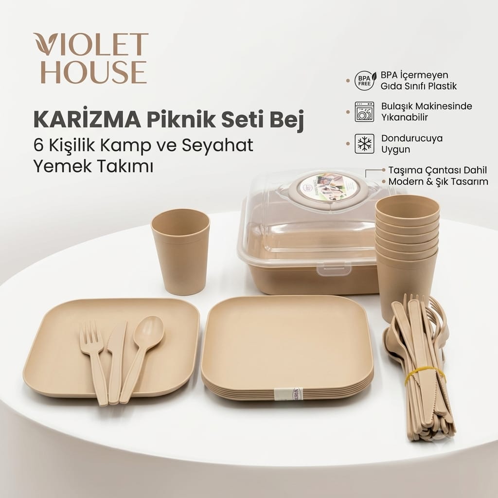 8694313010782-image-1 Violet House 6 Kişilik Karizma Piknik Seti Bej