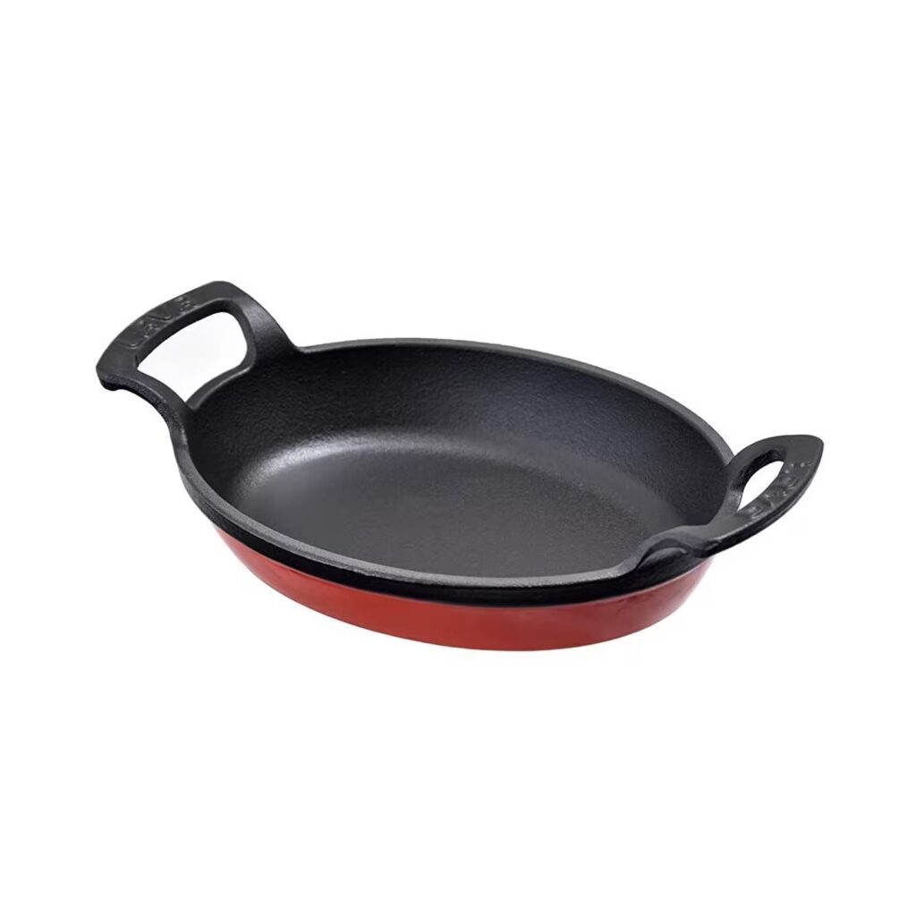 Lava Döküm Oval Kulplu Tava 19x14 cm Kırmızı