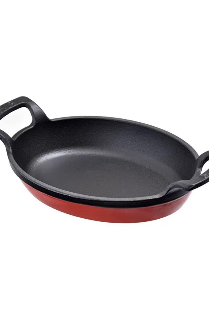 Lava Döküm Oval Kulplu Tava 19x14 cm Kırmızı