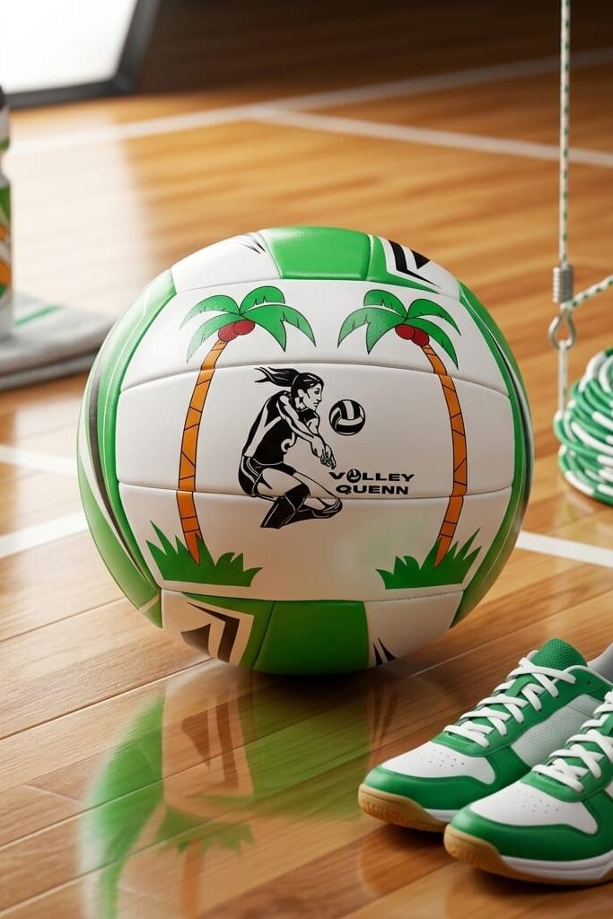 Voleybol Topu Antrenman ve Maç Topu Yeşil Desenli