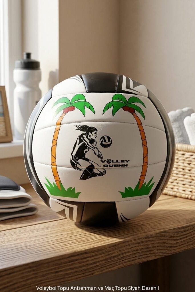 Voleybol Topu Antrenman ve Maç Topu Siyah Desenli