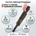 Kiwi KVC-4086 Şarjlı Araç İçi El Süpürgesi 4 kPa