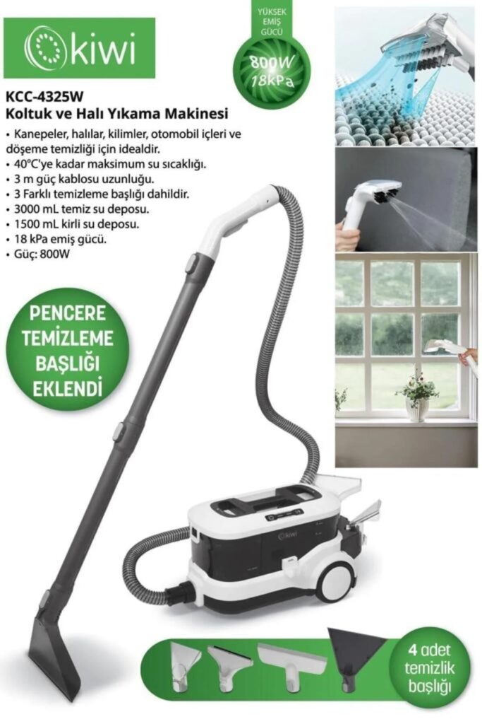 Kiwi KCC 4325W 800W Vakumlu Koltuk ve Halı Yıkama Makinesi