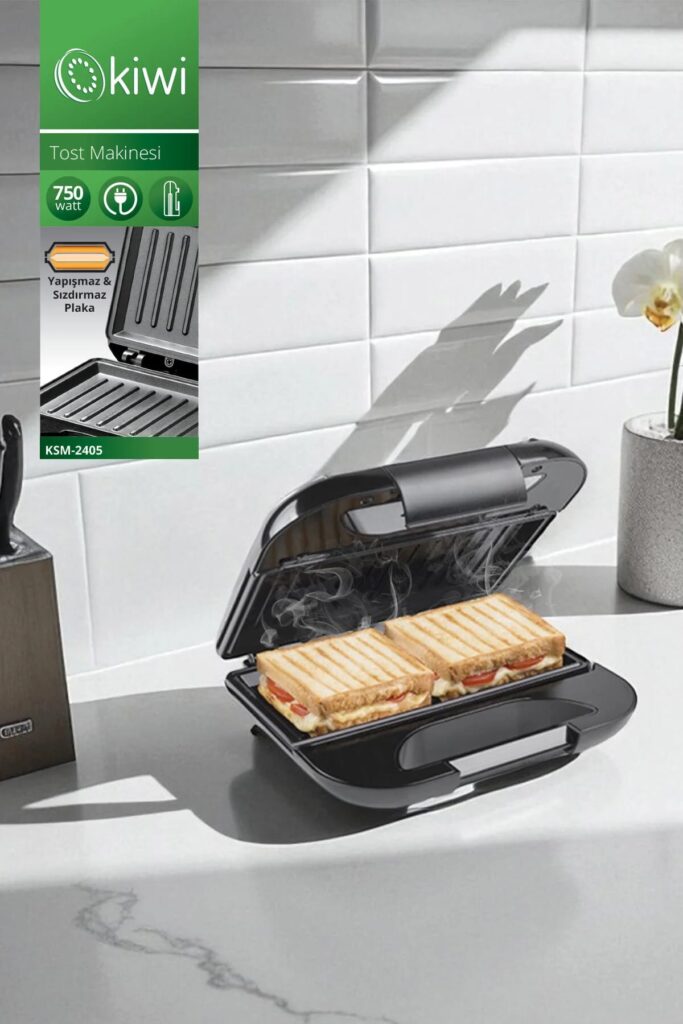 Kiwi KSM-2405 750 W Mini Tost Makinesi Siyah