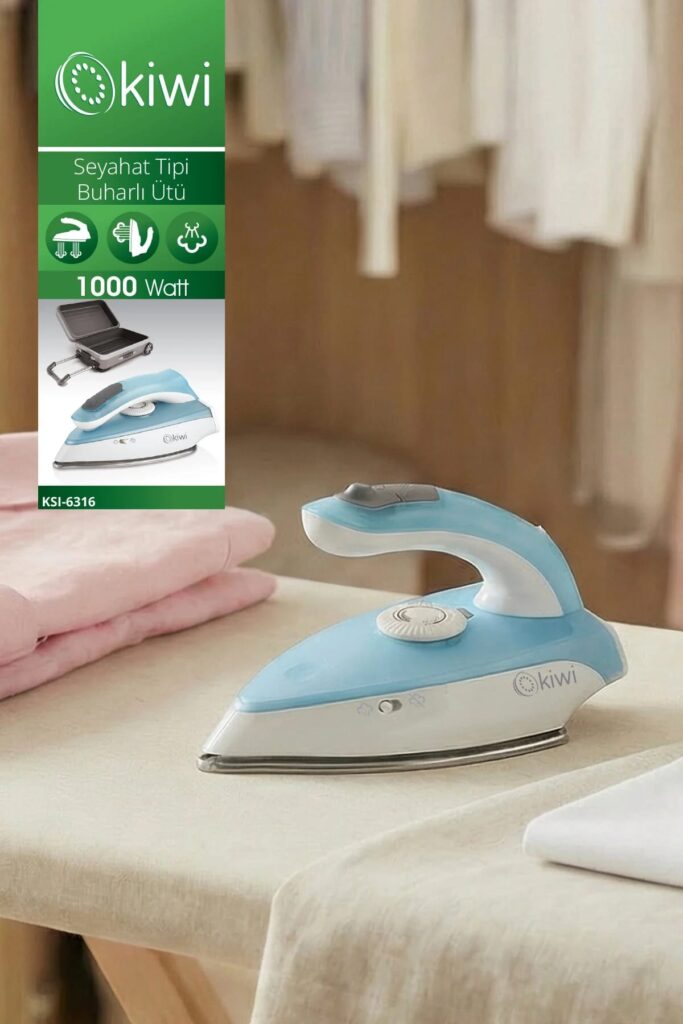 Kiwi Katlanabilir Seyahat Ütüsü 1000W Çelik Tabanlı Mini Ütü