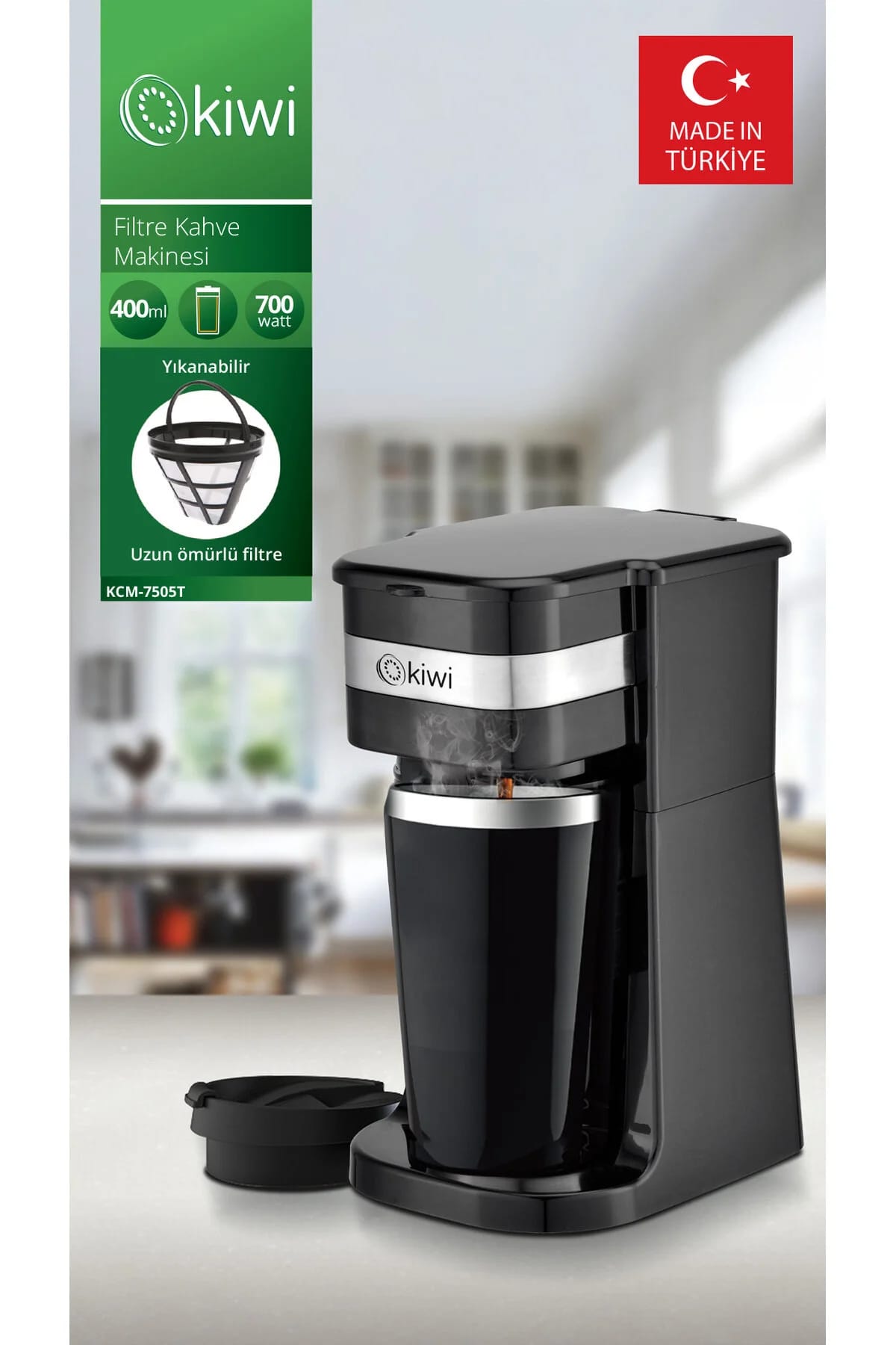 8681438104571-image-1 Kiwi KCM-7505 Termoslu Kişisel Filtre Kahve Makinesi 400 ml