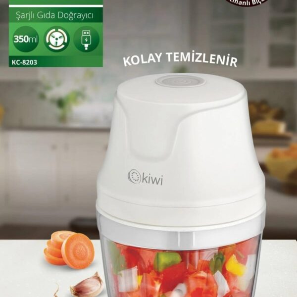 Kiwi KC8203 Şarjlı Gıda Doğrayıcı 350 ml 3 Bıçaklı El Blenderı