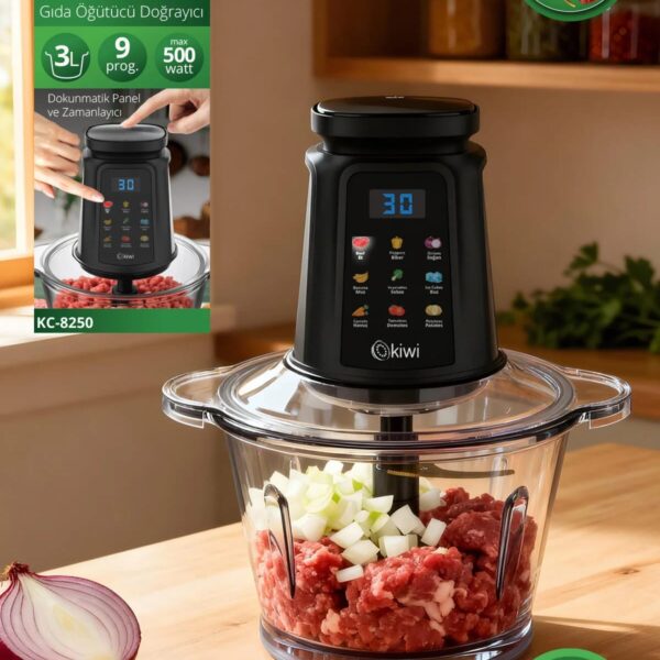Kiwi KC-8250 500W 3 Litre 9 Bıçaklı Dijital Gıda Doğrayıcı