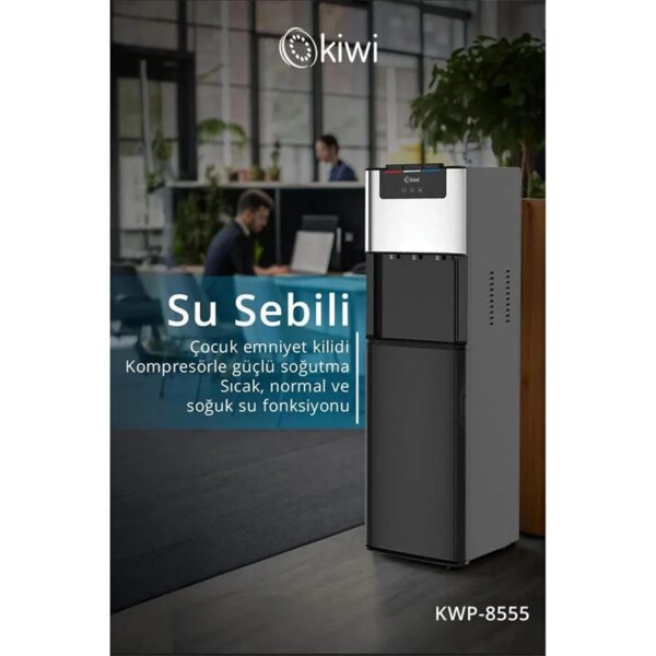 Kiwi KWP-8555 Gizli Damacanalı Sıcak Soğuk Su Sebili Siyah