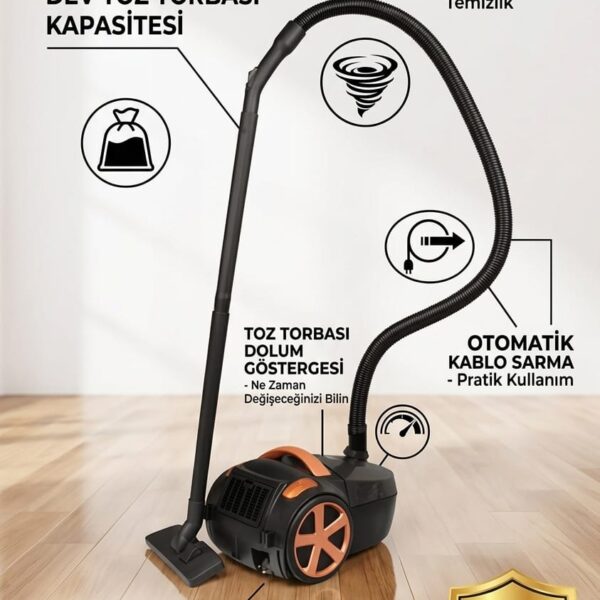 Fantom DC 3000 5 Litre Toz Torbalı Elektrikli Süpürge Siyah