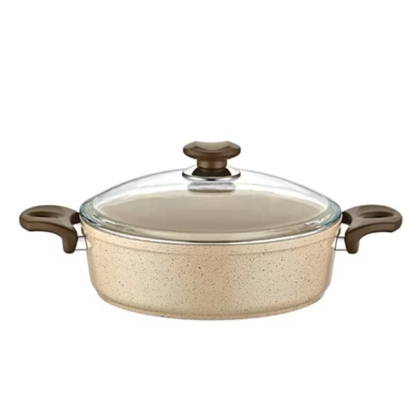 Gülsan Safran Krem Granit Basık Pilav Tenceresi 26 cm