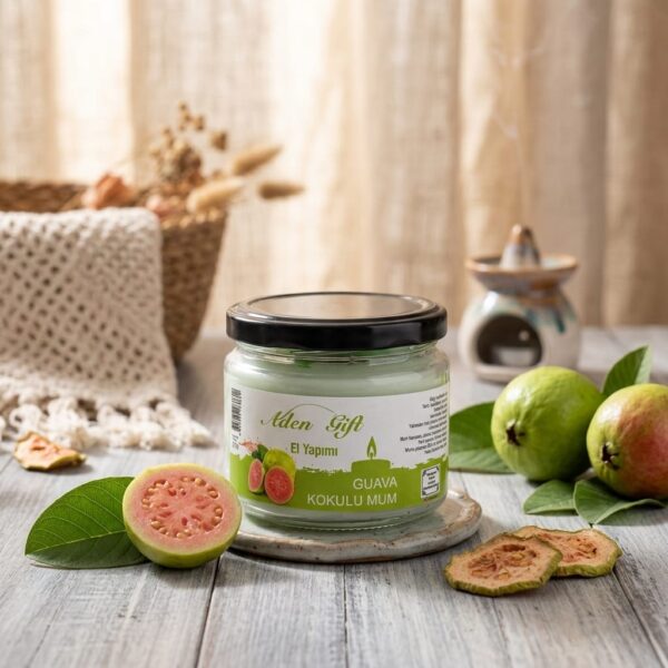El Yapımı Guava Kokulu Cam Kavanoz Mum