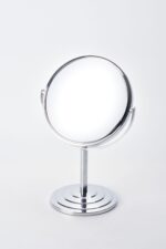 Ayaklı Çift Taraflı Metal Ayna 19 cm Gümüş