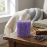 Dekomum Silindir Mum 7x7 cm Mor Dekoratif El Yapımı Mum