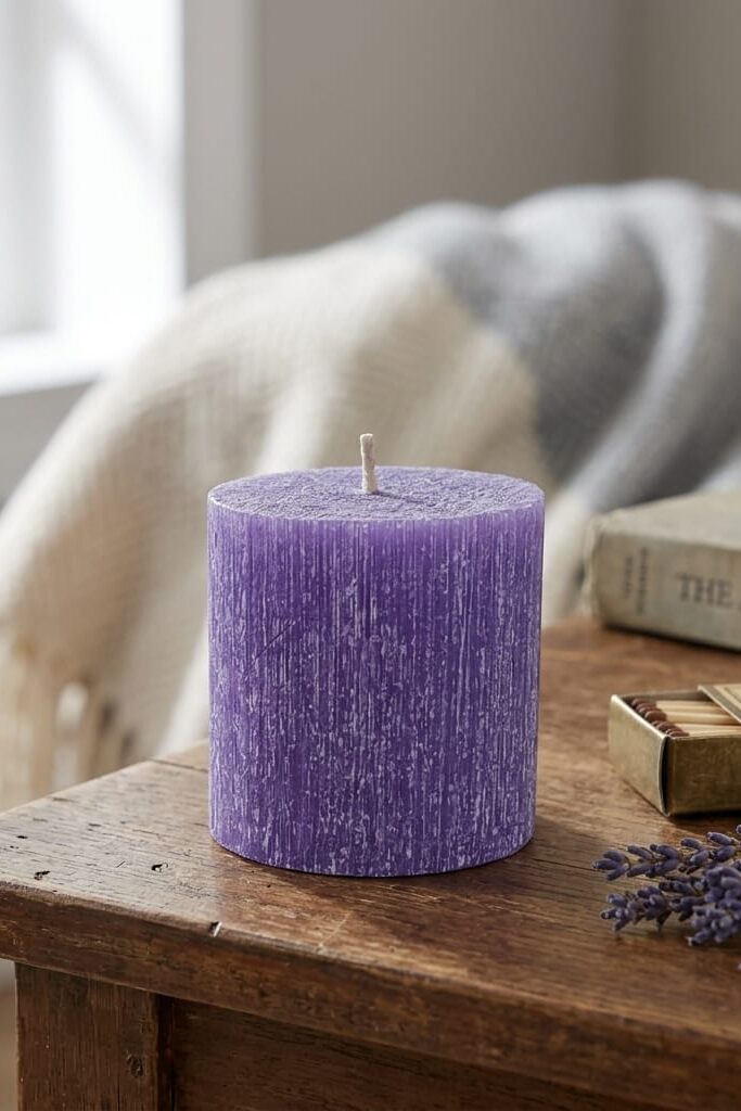 Dekomum Silindir Mum 7x7 cm Mor Dekoratif El Yapımı Mum