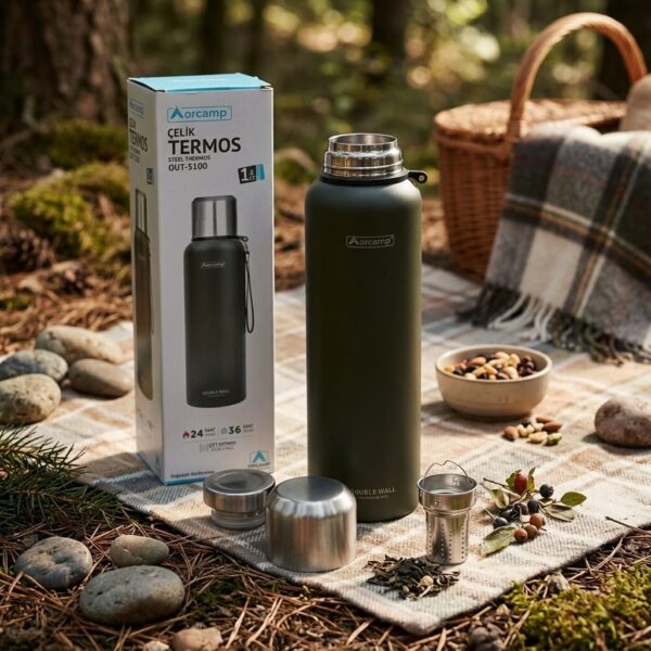 Orcamp 1500 ml Çelik Termos Siyah Vakumlu